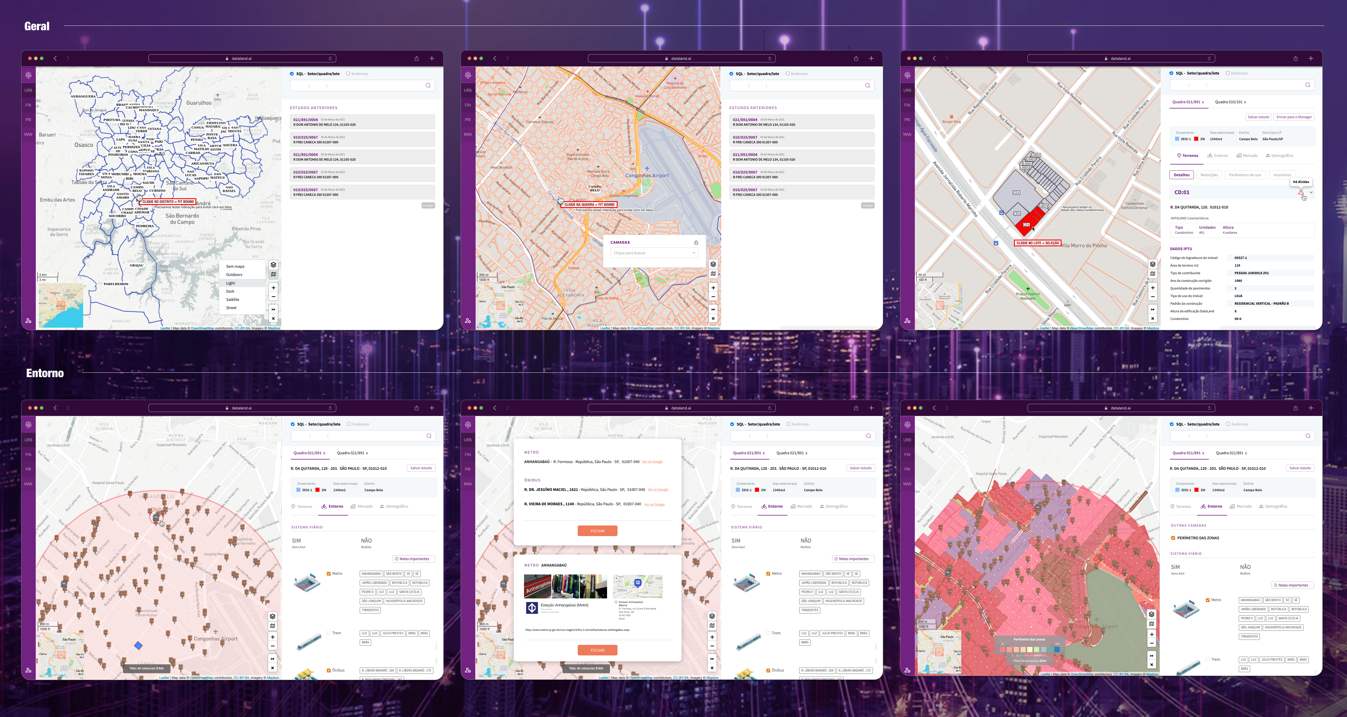 DataLand — visão geral da plataforma de análise urbana