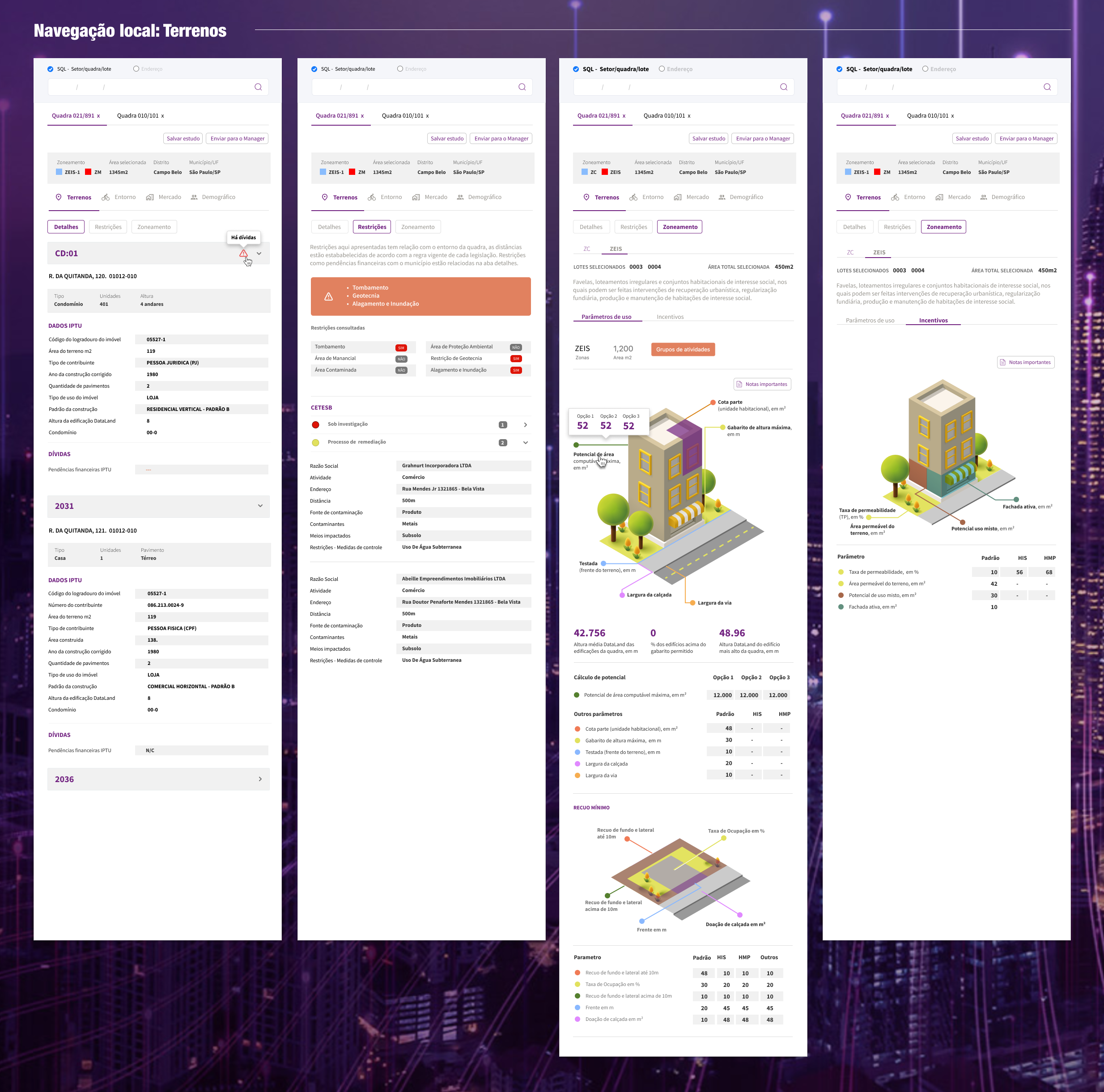 DataLand — análise de terrenos e potencial construtivo